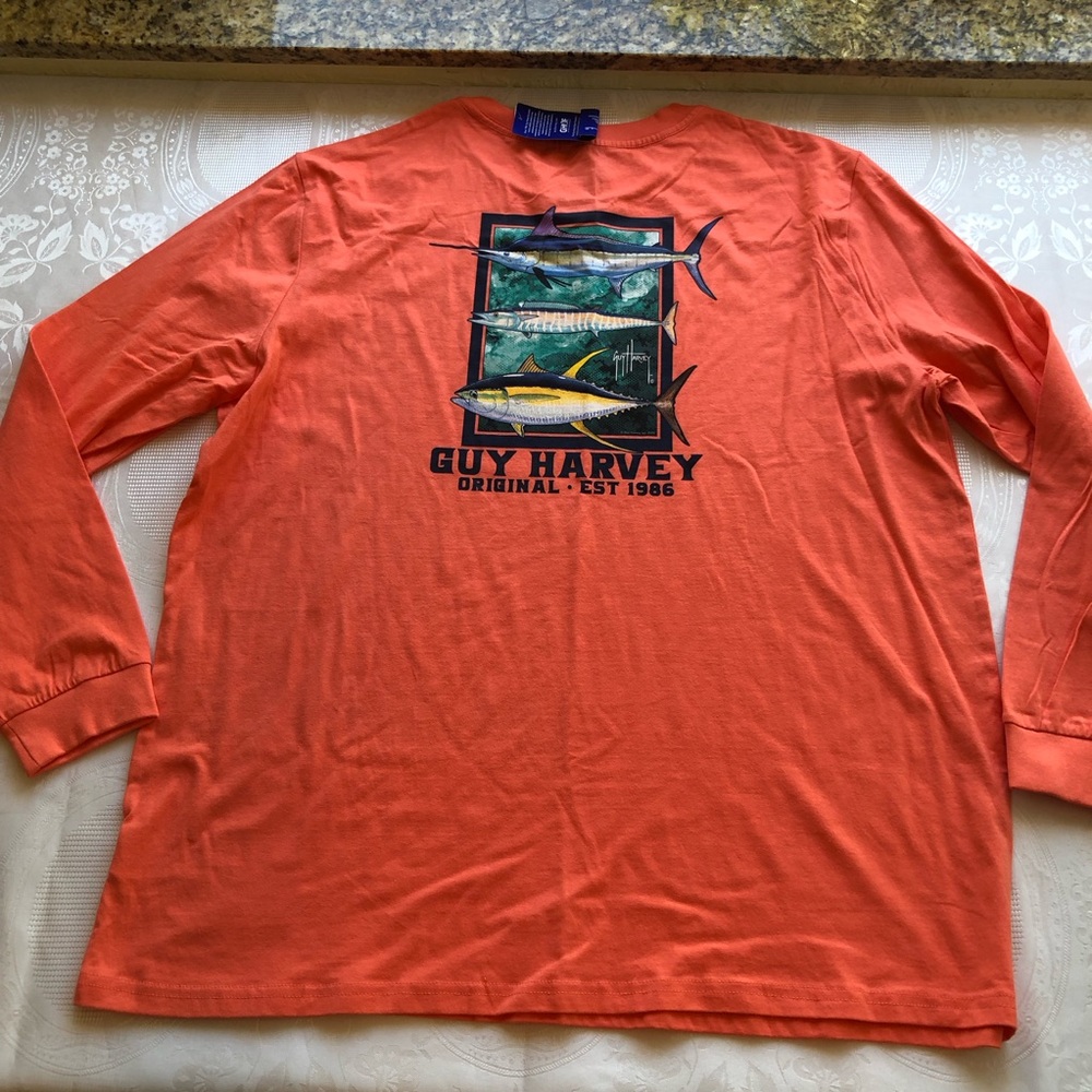 Guy Harvey Living Coral Long Sleeves Shirt MySize XXL Logo Graphic Print Top